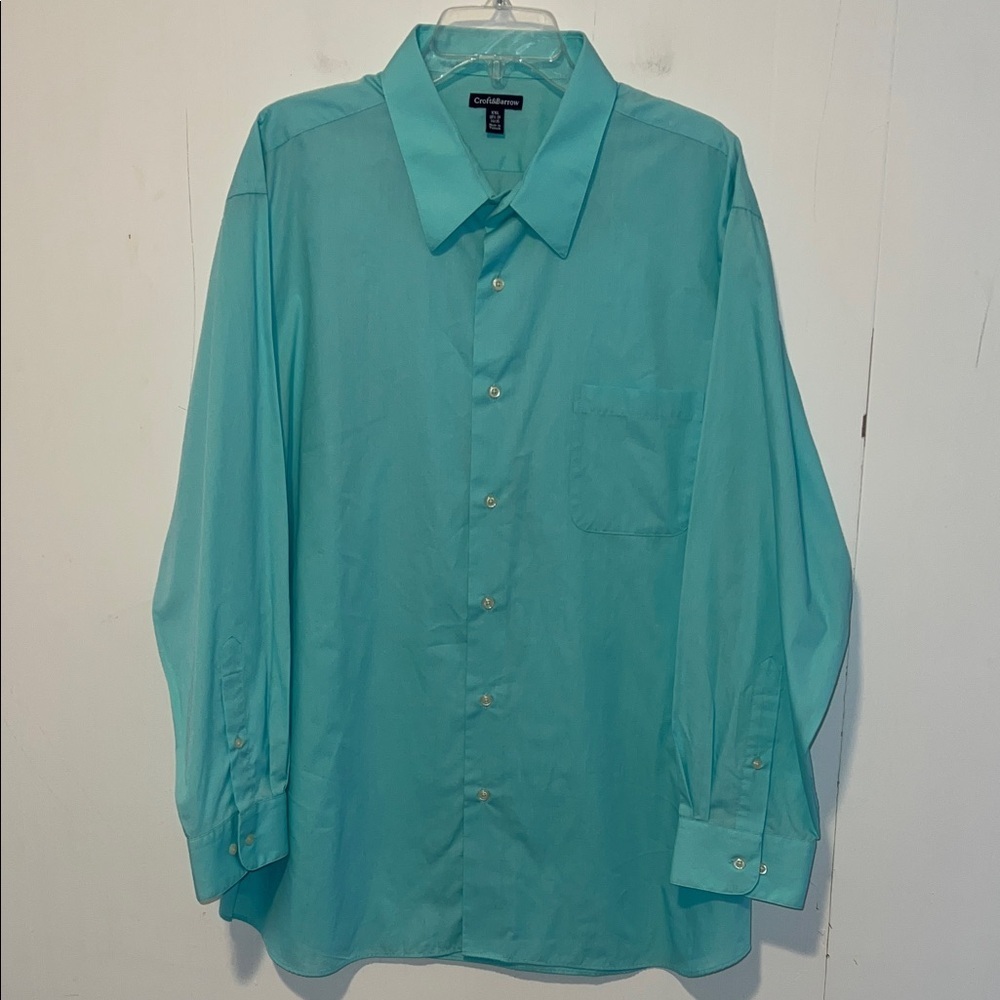 Croft & Barrow Men's Turquoise Long-Sleeve Button Up Dress Shirt 0326264